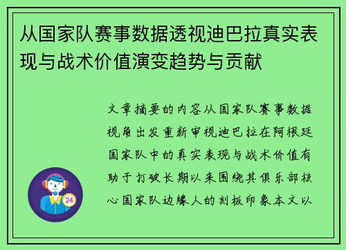 从国家队赛事数据透视迪巴拉真实表现与战术价值演变趋势与贡献 从国家队赛事数据透视迪巴拉真实表现与战术价值演变趋势与贡献